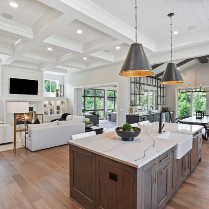 luxury open concept home with modern kitchen