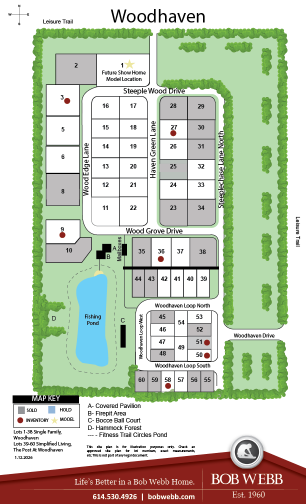 Woodhaven PWH Amenities And Holds Community Map 9.25.26